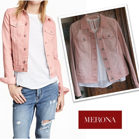 KEEPING Merona Distressed Pink Denim Jean Jacket NWOT! - Picture 16 of 16